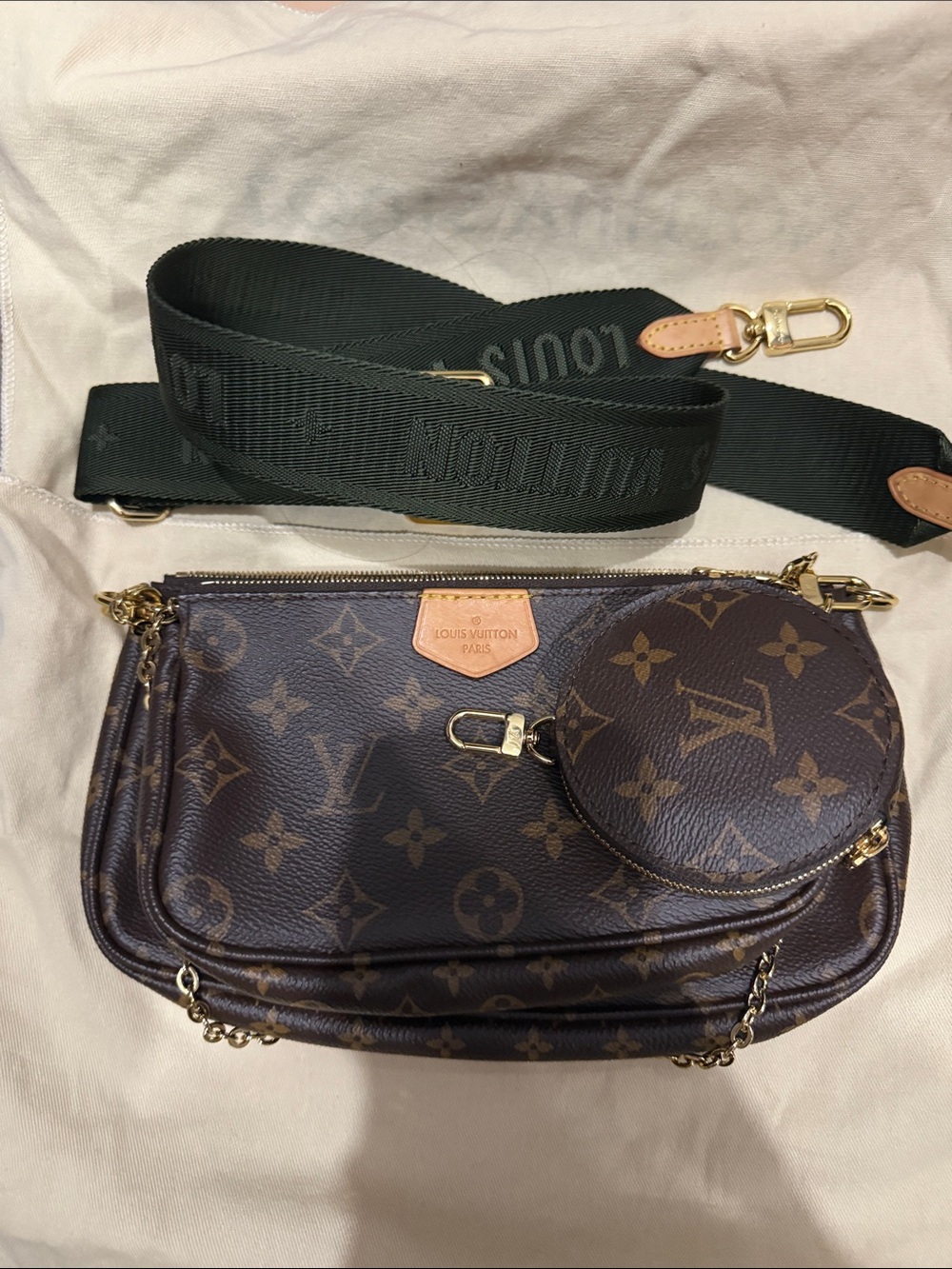 Authentic Louis Vuitton Multi Pochette Accessoires Green Strap